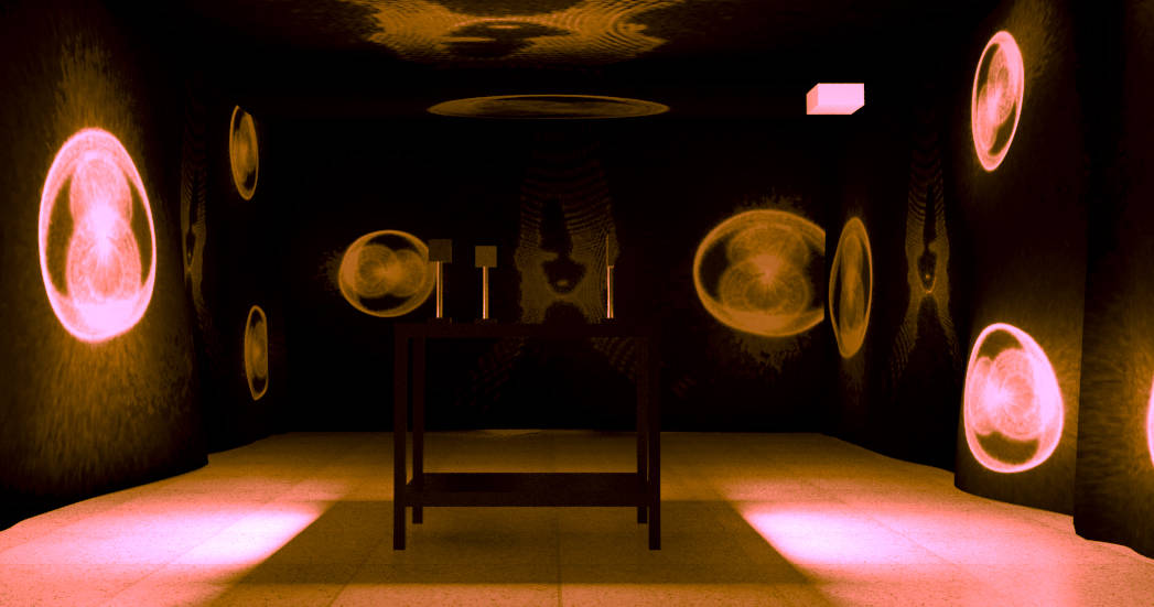 Secuencias de proyección realizadas con el sistema óptico, un sensor receptor y tres proyectores de video. QUERÉTARO - MÉXICO, 2019.